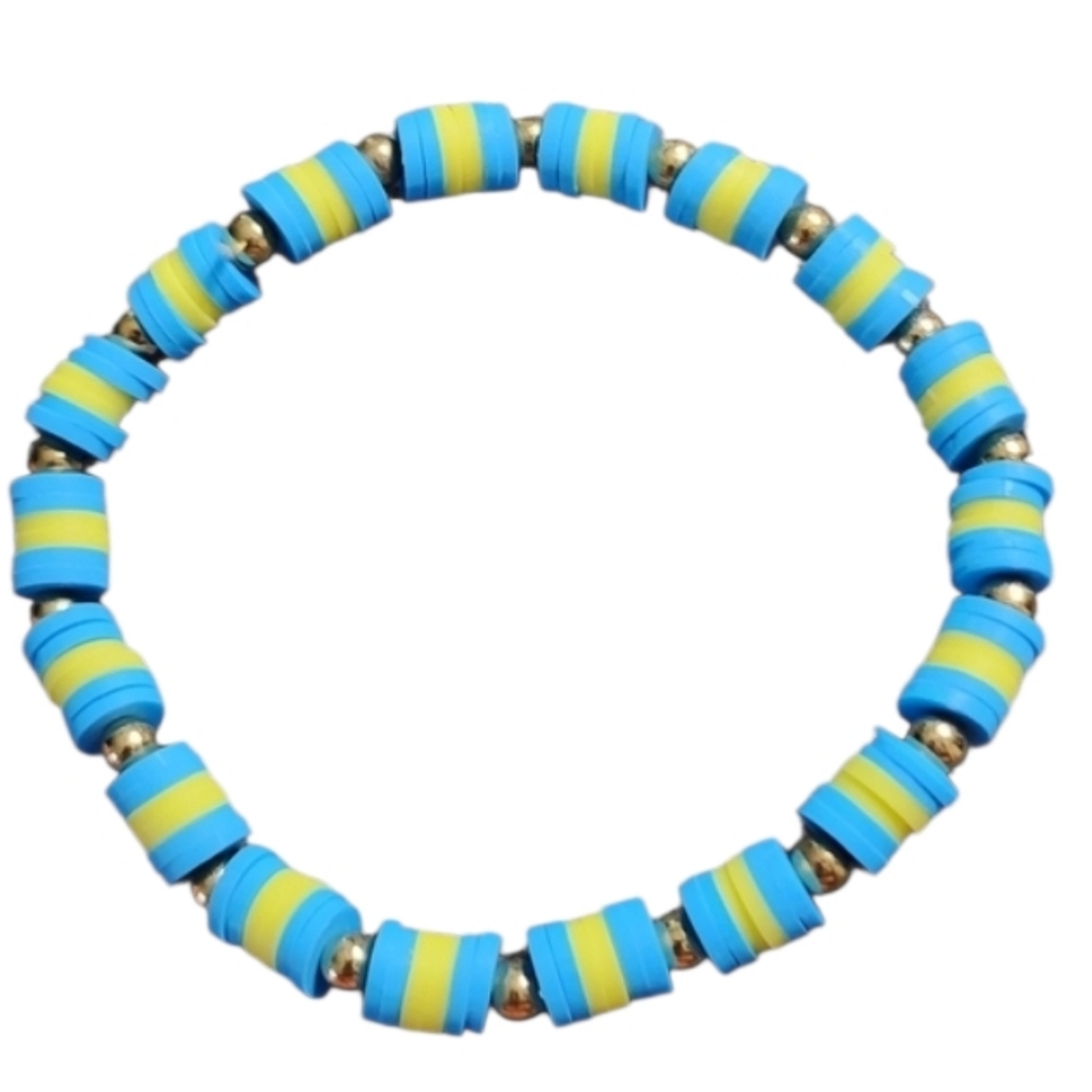 💥4 for $20💥Blue and Yellow Beaded Stretch Bracelet